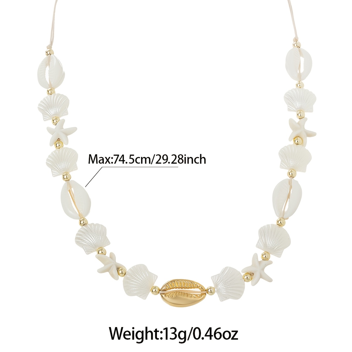 Handmade Beach Theme Adjustable Necklace with Shells